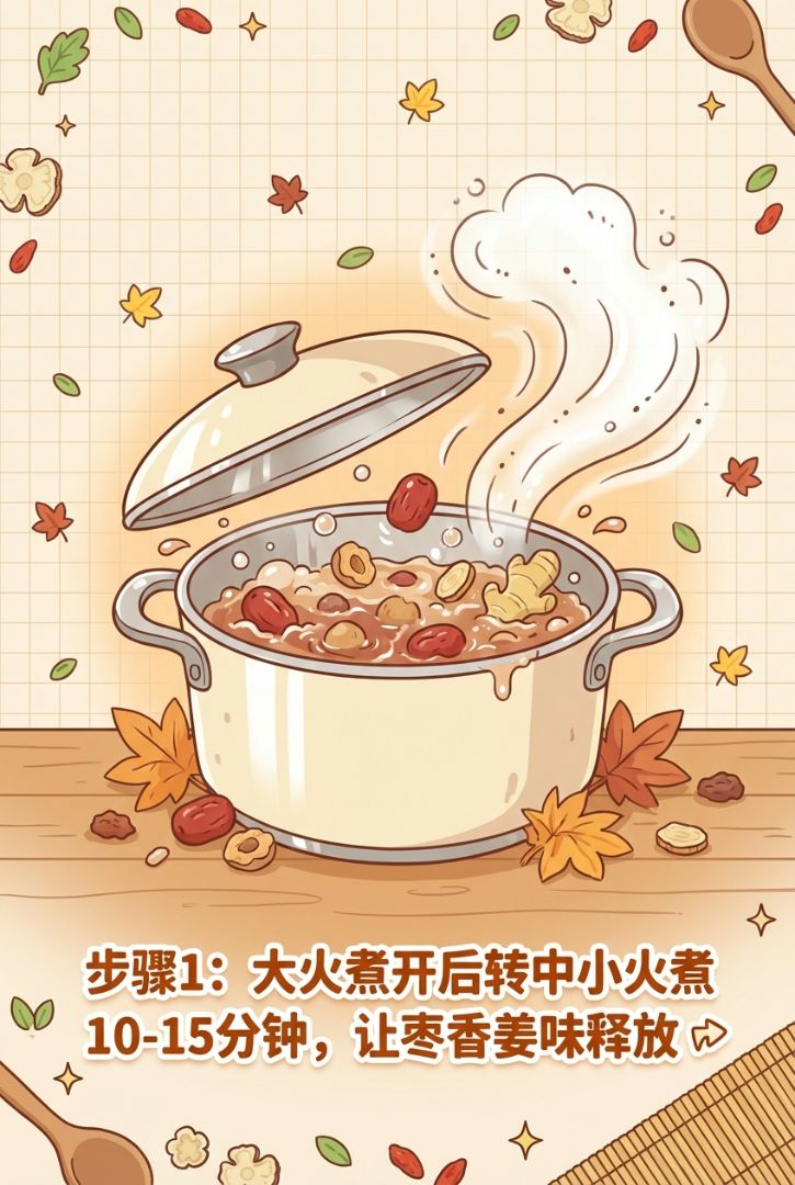 红枣汤基底：红枣补脾胃、益气血、暖中焦，姜片/桂圆加持散寒止咳。秋冬喝它防干燥、护脾胃。 - 3