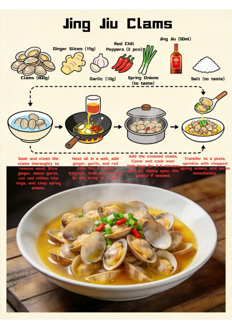 Jing Jiu Clams | Fresh, Fragrant & Appetizing, Ready in 3 Minutes!