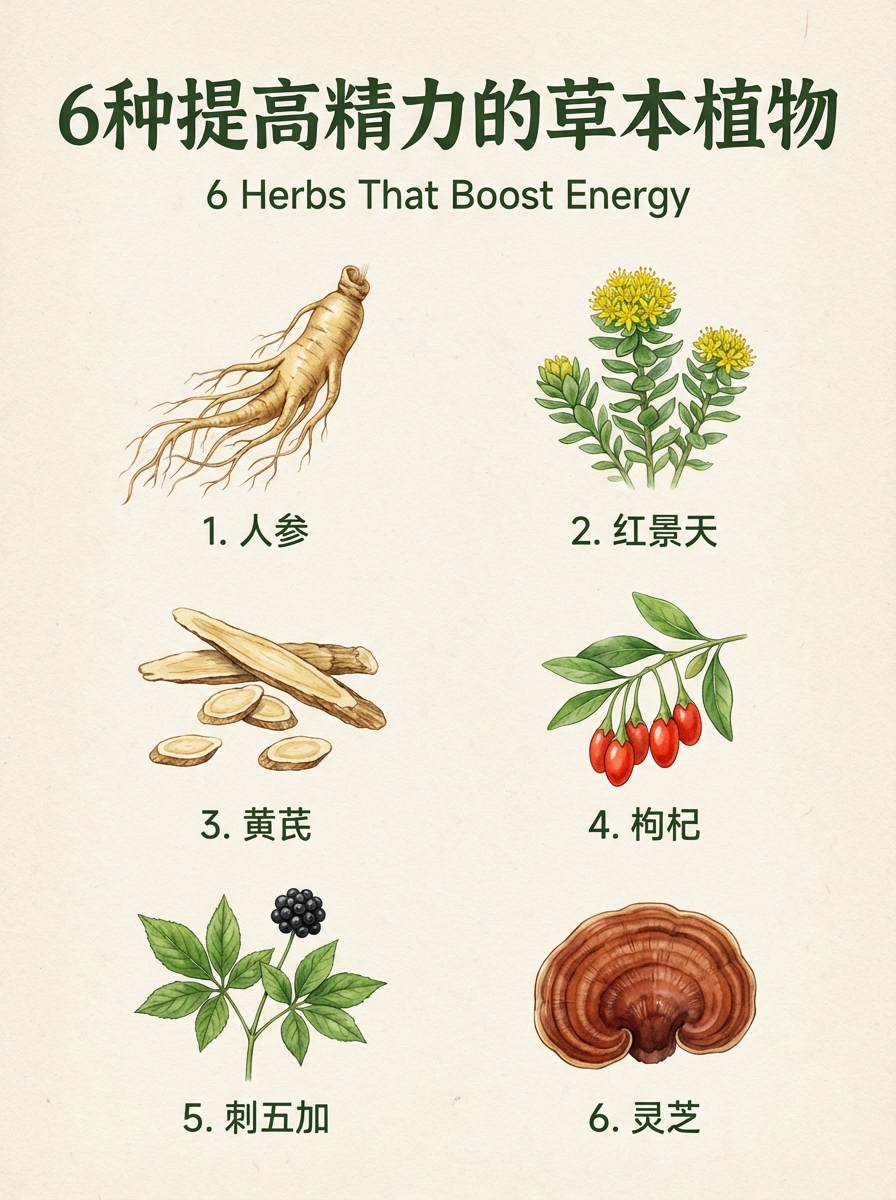 Herbal Handbook! 6 Natural Energy 🌿 Guides to Help You Regain Your State! 6 Natural Plants to Help You Recharge Your Energy 🌿