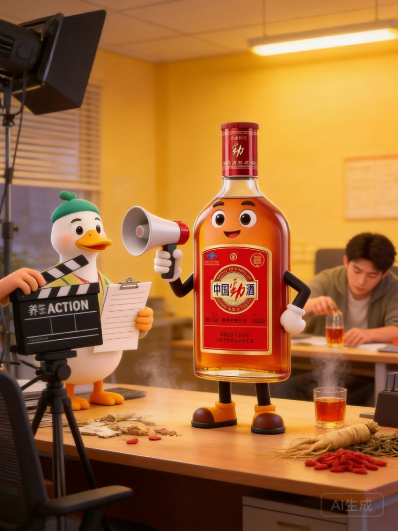 这是一个温馨的小故事，主角是劲酒导演（那瓶中国劲酒本身，戴着酷炫的太阳镜，手持扩音器）和副导演雅...... - 2
