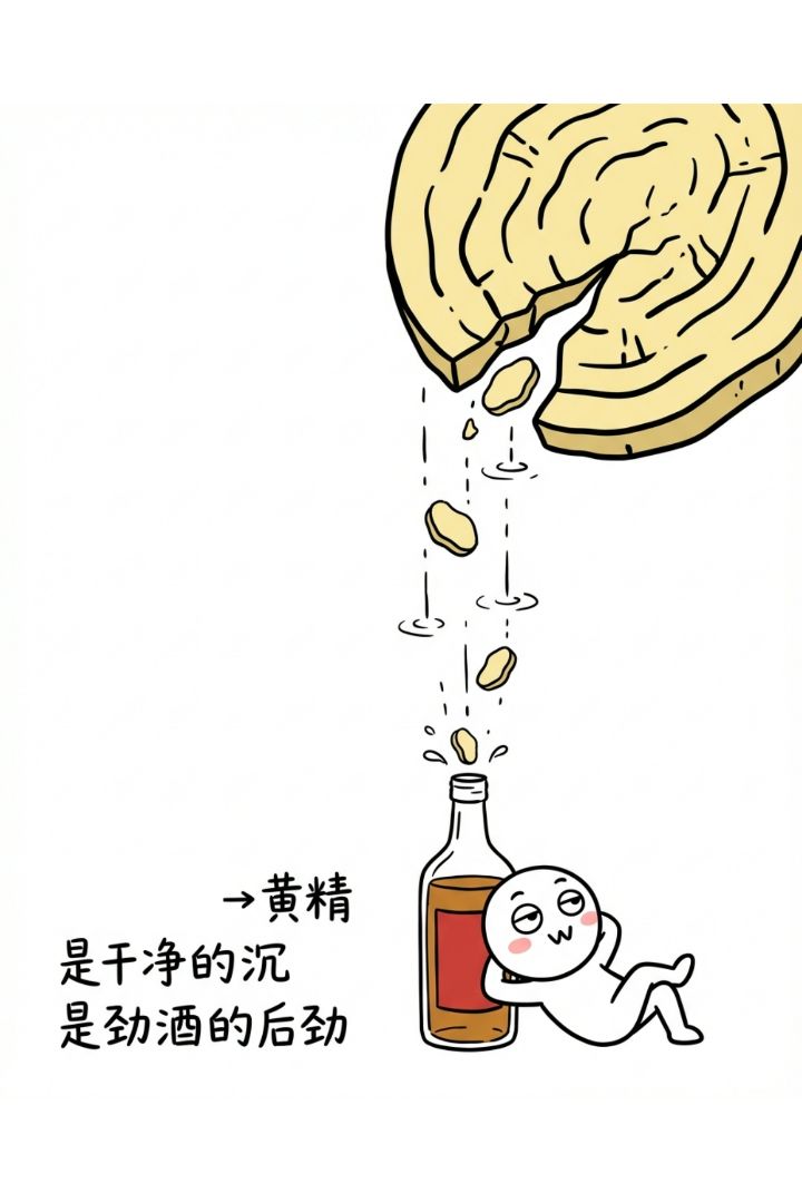 干净的根，从这里来。一口劲酒，藏着几味中药的小秘密，它们不是药，是干净的甜、暖、劲、沉。喝下去，像被轻轻抱住，又像自己站得更稳了。枸杞 是干净的甜 是劲酒偷偷给的元气；当归 是干净的暖 是劲酒轻轻抱住你的温柔； 人参 是干净的劲 是劲酒嘿咻一下就站稳的根基； 黄精 是干净的沉 是劲酒躺下来才冒出来的后劲。最后那杯，干了。 - 5