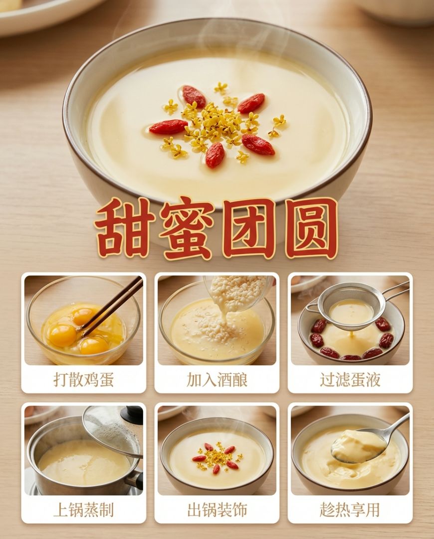 新年快到了，年夜饭有谱了吗？今天分享4道超简单酒香小吃～全靠蒸锅/小锅，操作零难度，一蒸就出香！甜的暖心、咸的补身、汤的养胃，一家老小都抢着吃，不油不腻不上火～一口下去，满满酒香+团圆感，过年更有劲！💪 - 2